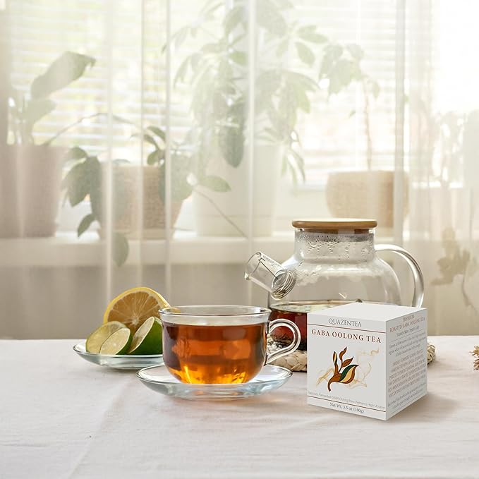 QuaZenTea GABA Oolong Tea Loose Leaf 3.5oz (100g) – Vietnamese High Mountain Oolong Smooth &amp Mellow with Roasted Fruit Aroma and Sweet Finish – Gabba Wu Long Tea for Natural Calm Focus &amp Rela