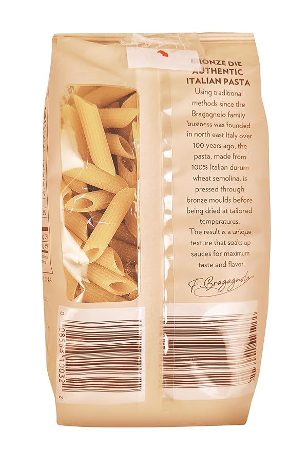 Sample Pack 1(Pastificio Bragagnolo) 1 Pound Bag of Penne Rigate 849 1 Pound Bag of Fusilli 857 1 Pound Farfalle 831 Bronze-Drawn 100% Italian Pasta Made with Durum Wheat Semolina Flour Non GMO