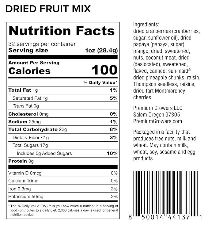 Oregon Premium Growers Healthy Choice Dried Fruit Snacks 32oz – Natural Trail Mix with Cranberries Mango Coconut Raisins Oregon Crafted Especially for You