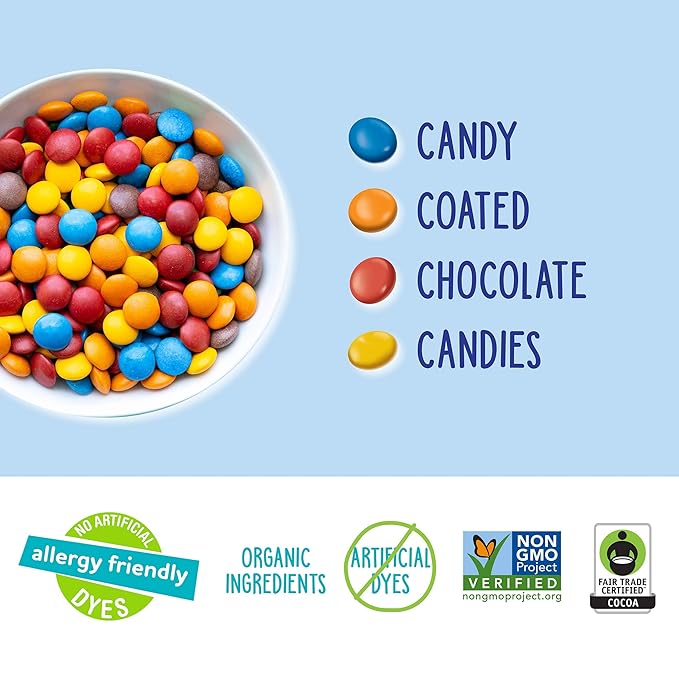 YumEarth Choco Yums Fun Size Vegan Milk Chocolate Candy - Bulk Bag of Dairy Allergen and Dye Free Chocolate Candy Packs for Halloween - 35 Count