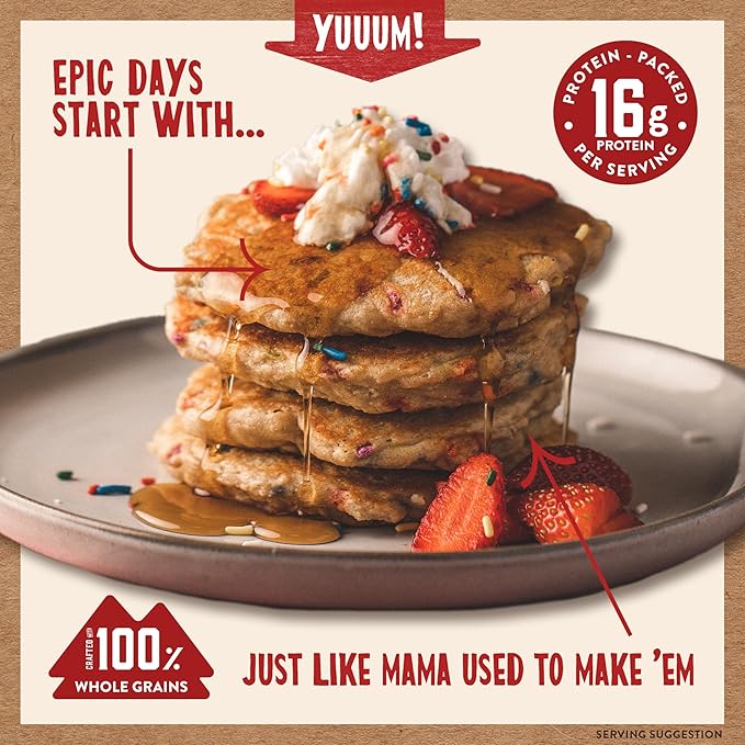 Kodiak Cakes Power Cakes Pancake &amp Waffle Mix Birthday Cake High Protein 100% Whole Grains (Pack of 6)