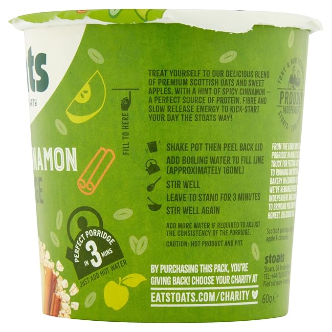 Stoats Apple and Cinnamon Porridge Pot 60 g (Pack of 16)