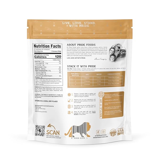 Pride Stacks Pancake &amp Waffle Mix - Organic Rice &amp Sweet Potato Blend Buttermilk