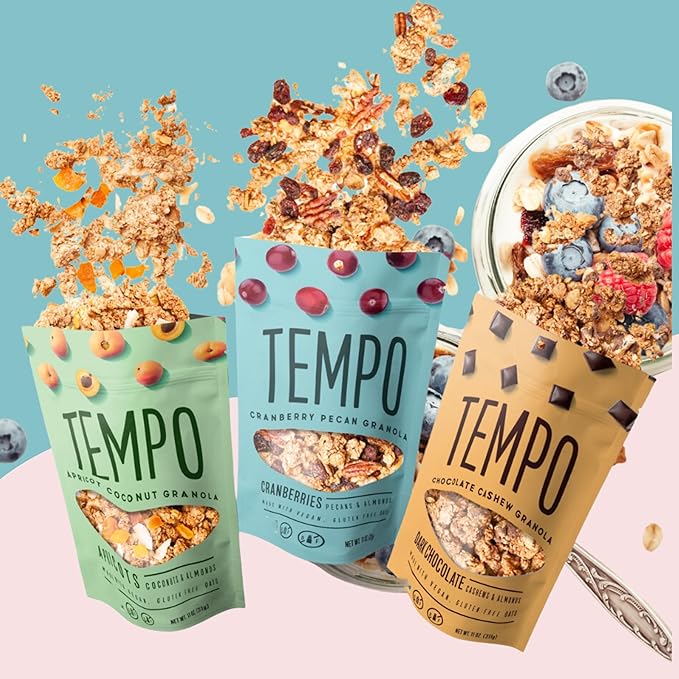 Cranberry Pecan Almond Granola Clusters - 6 Pack of 4 oz Bags - Gluten Free Oats High Protein Low Sugar Vegan Dairy Free Soy Free Vitamin E Prebiotic For Optimum Gut Health Nutrient-Rich Sna
