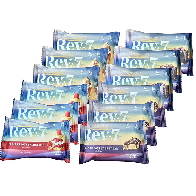 REV7 Ketone Energy Bars Pack of 12 - Variety