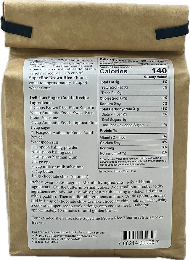 Authentic Foods Superfine Brown Rice Flour - 3lb