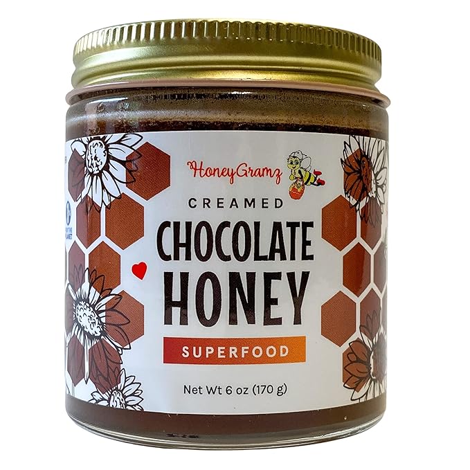 HoneyGramz Raw Unfiltered Superfood Creamed Honey - Organic Matcha Turmeric Ginger Cinnamon Chocolate and Garlic. Small Batch Handcrafted and Unprocessed - Rich in Nutrients and Beneficial Enzym