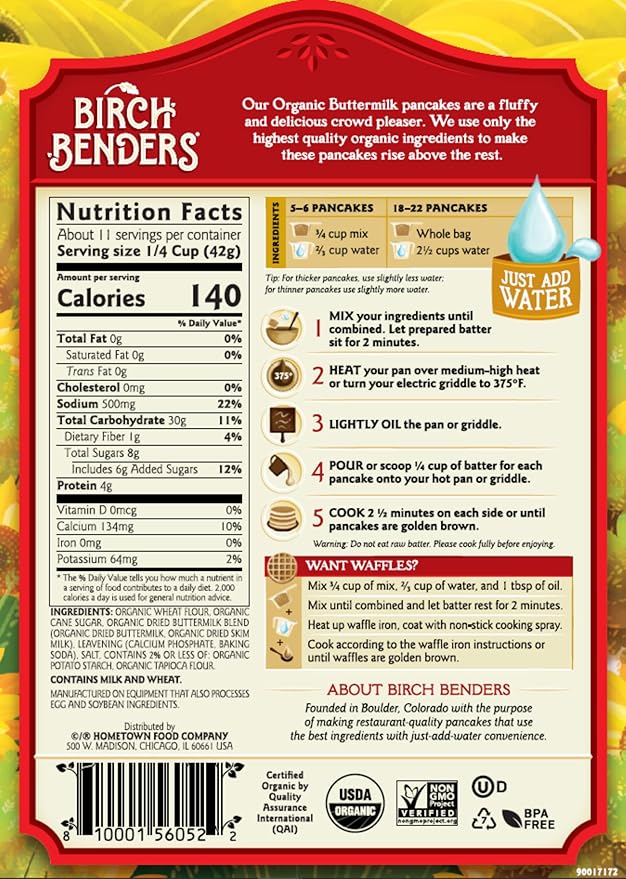 Birch Benders 40 oz Organic Classic &amp 16 oz Organic Buttermilk Pancake &amp Waffle Mix