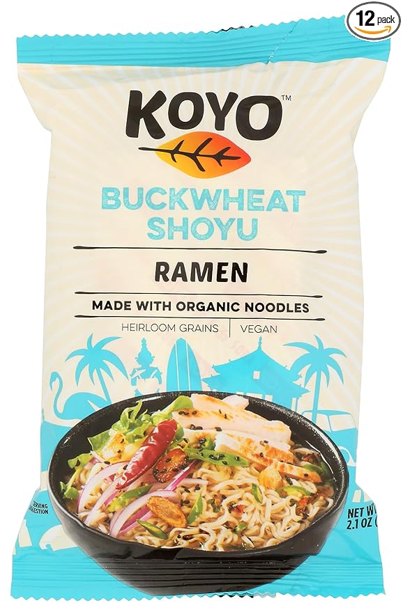 Koyo Ramen Soup Buckwheat Shoyu Made With Organic Noodles No MSG No Preservatives Vegan 2.1 Ounce (Pack of 12)