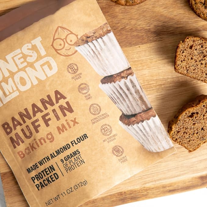 Honest Almond Protein Banana Muffin Mix | Almond Flour Baking Mix | Gluten-Free Dairy-Free Plant-Based Healthy All-Natural Low Sugar | 11 Oz (12 Servings Per Package) (Pack of 3)