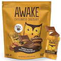 AWAKE - Caffeinated Chocolate Bites - Peanut Butter Milk Chocolate 50 Bites - 50mg Caffeine - Wrapped Energy Bites - Coffee Alternative - Fairtrade Gluten Free Non GMO - 0.48oz