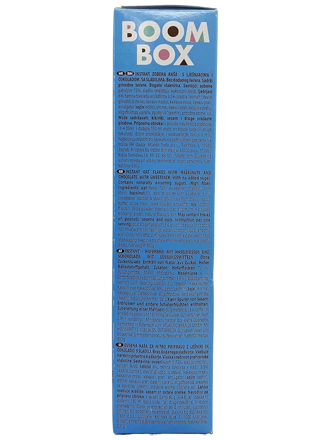 BOOM BOX Hazelnut Chocolate Oatmeal - 30g - Nutty and Chocolaty Breakfast Delight