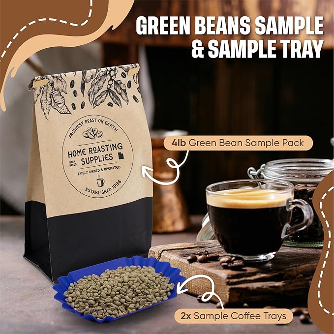 Coffee Roaster Bundle SR800 Glass Extension Tube Pour Over Digital Scale (4lbs) Sample Pack of Green Beans (2-Pack) Sample Trays Chaff Brush