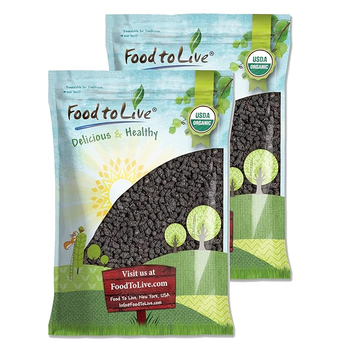 Food to Live Organic Dried Black Mulberries 12 Pounds – Non-GMO Raw Fruit Unsulfured Unsweetened Vegan Mulberry in Bulk. Great for Snacking Desserts and Granola. No Sugar Added. Morus nigra