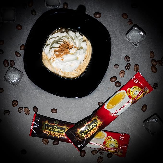 TNI King Coffee 3 in 1 Instant Vietnamese Coffee 100 Single Serve Packets - Individual Pocket Size Sachet Sticks - Blended with Coffee Cream Powder and Sugar - Bulk Size Pack