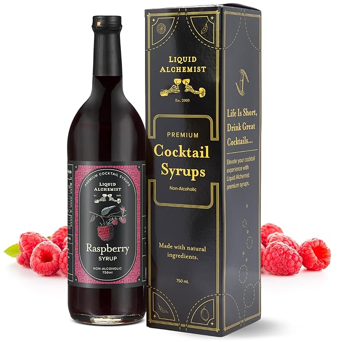 Liquid Alchemist Raspberry Syrup for Drinks - Real Ingredients Make our Raspberry Puree for Drinks the Perfect Drink Mixer - Our Cocktail Syrup is Non-GMO &amp Vegan (25.4 oz)