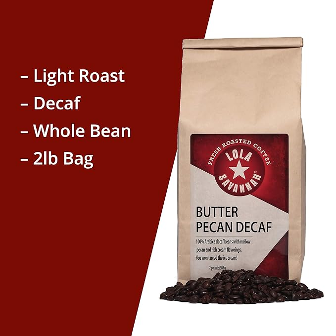 Lola Savannah Butter Pecan Whole Bean Decaf Coffee 2lb
