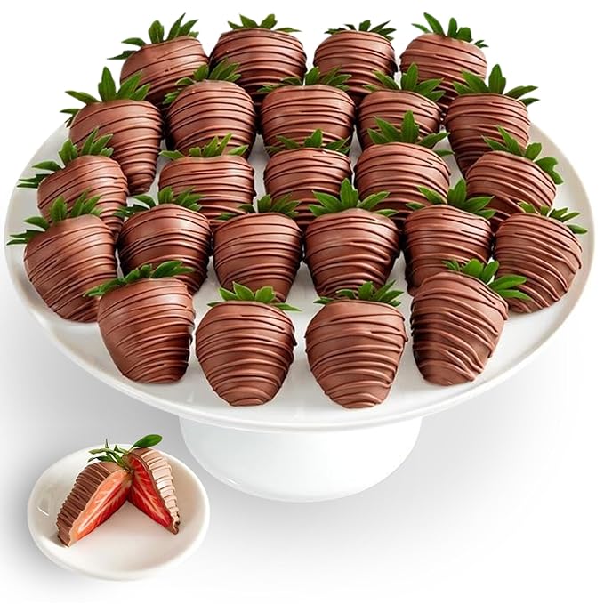 Shari’s Berries Artisan Belgian Milk Chocolate Covered Strawberries | Chocolate Covered Strawberry Gift Box | For Valentine's Day Anniversary Celebrations &amp Thank You’s (Two Dozen 24 Berries)