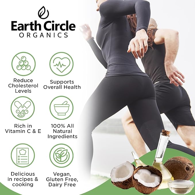 Earth Circle Organics Premium Ultra Pure Extra Virgin Organic Coconut Oil Cold Pressed Baking Smoothies Skin &amp Hair Care Gluten-Free Keto &amp Paleo Friendly (32 Ounce Unrefined)