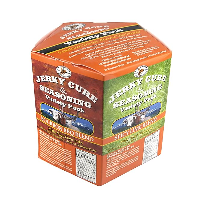 Hi Mountain Jerky Seasoning and Cure Kit | VARIETY PACK #3 | 5 Delicious Flavors: Original Hunters Blend Bourbon BBQ Jalapeno Spicy Lime | Make Beef Jerky at Home | Beef Deer Elk &amp Venison