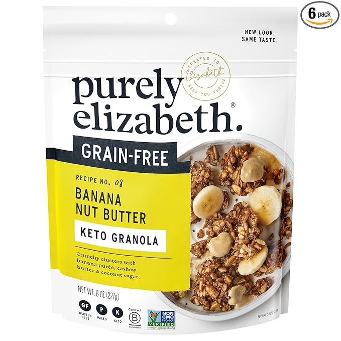 Pure Elizabeth Granola Grain Free Banana Nut Butter 8 oz (Pack of 6)