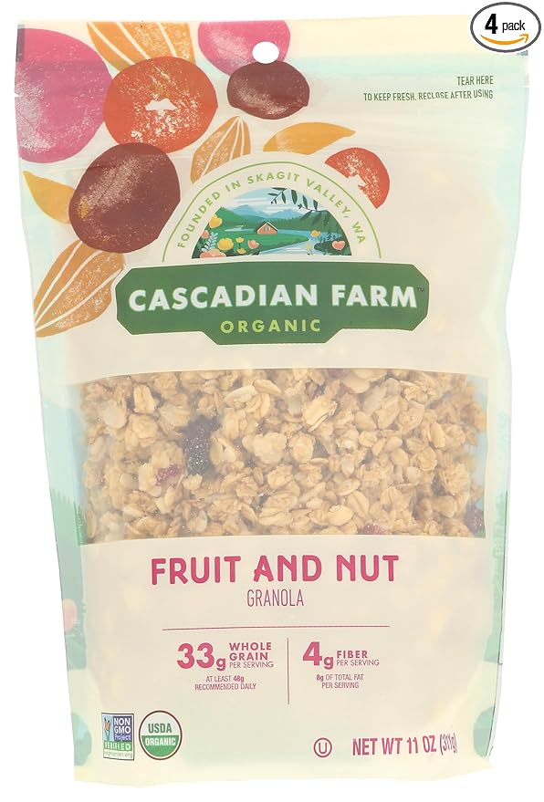 Cascadian Farm Organic Fruit And Nut Granola Non GMO 11 Ounces (Pack Of 4)