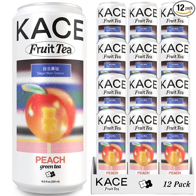 Juicy Peach Gummi Green Iced Tea – Infused with Real Peach Flavor – Perfect Pick-Me-Up Tea – Naturally Sweetened – Ideal for Summer Tea Lovers and Daily Drinks – 12-Pack of 320ml Cans