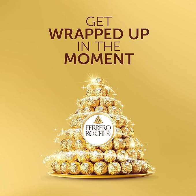 Ferrero Rocher Chocolate Gift Set Hazelnut and Milk Chocolate Pralines Box of 42 Pieces