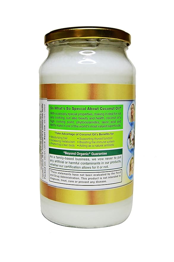 Coconut Country Living's Extra Virgin Coconut Oil in Glass Jar- Cold Pressed Unrefined organic Superfood for Hair Skin Beauty Cooking - Keto &amp Paleo Diet Friendly - 33.81 oz