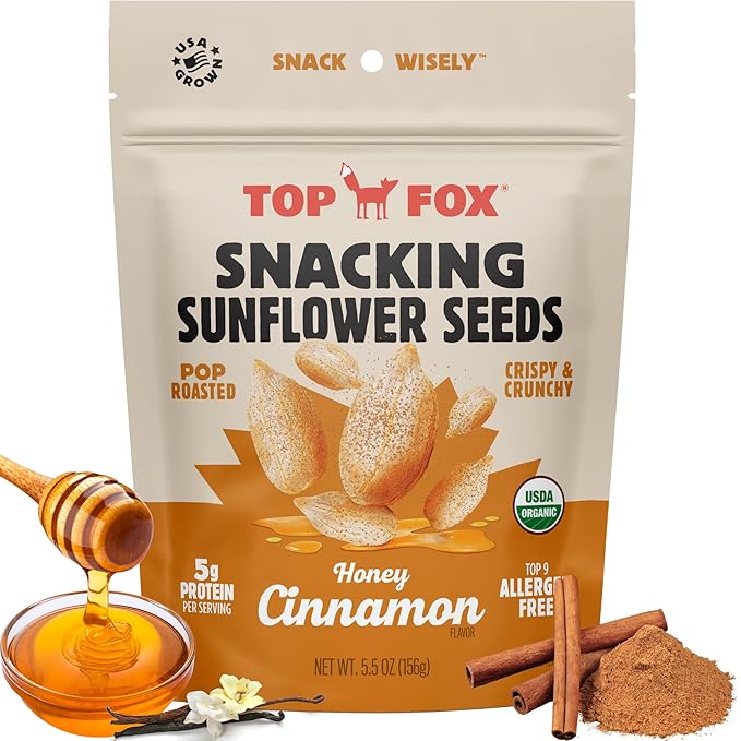 Top Fox Snacks Honey Cinnamon Sunflower Seeds To Eat (5.5 oz Pack of 6) – Keto Friendly Snacks Allergen Free Snacks Gluten Free Snacks Protein Snacks Keto Snacks Paleo &amp Vegan - Organic