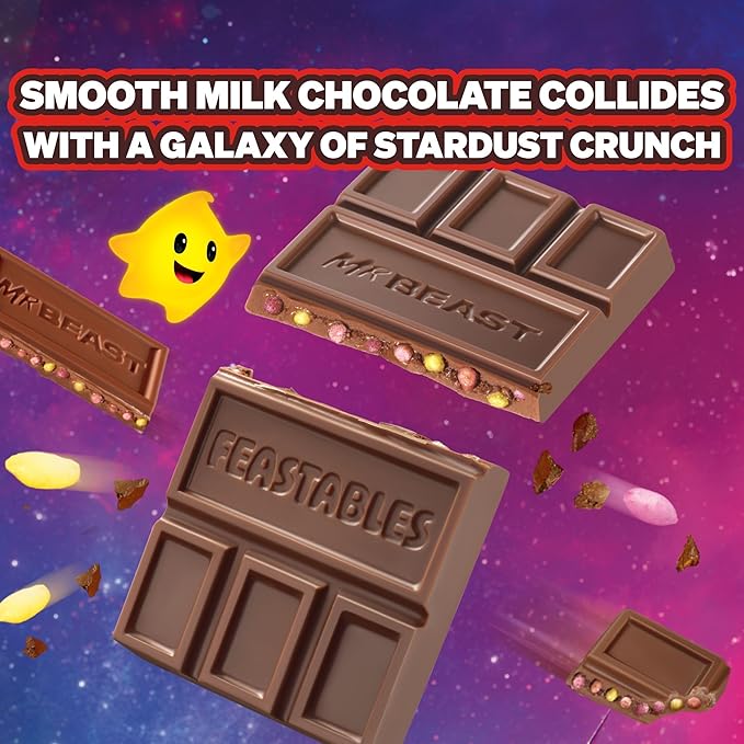 MrBeast Feastables Galaxy Cocoa Crunch Chocolate Bar 10 Count Limited Edition for The Super Mario Galaxy Movie 60g Each