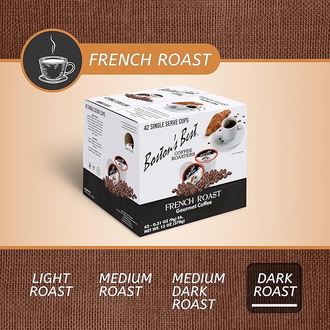 Boston’s Best - Rich &amp Bold French Roast Gourmet Delectable Dark Roast Coffee Compatible with Keurig Coffee Maker 1 Count (42 Single Serve Cups)