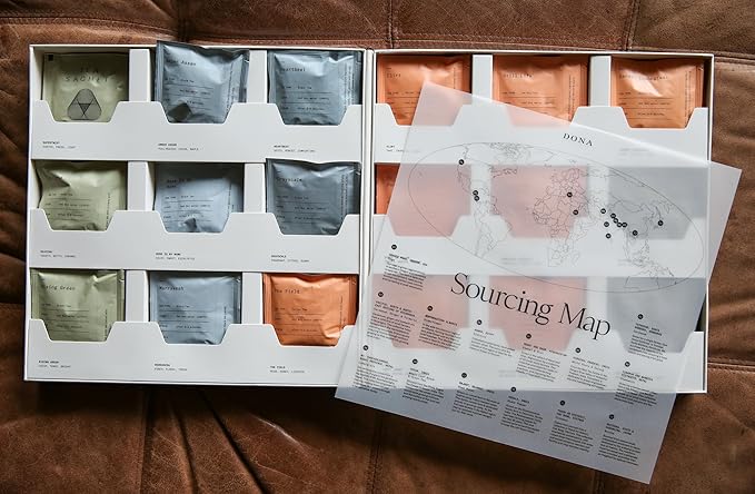 Dona Tea Library - 18 premium blended teas conveniently packaged in 36 plant-based sachets and stored in an elegant case