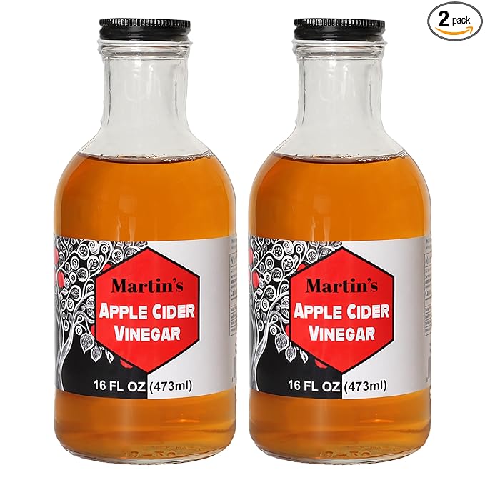 Slide Ridge Martin's Honey Apple Cider Vinegar | Crispy &amp Sweet | Wellness Kitchen &amp Household Staple | 16 oz (Pack of 2)
