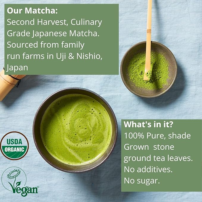 Kenko Matcha Green Tea Powder [USDA Organic] Culinary Grade Matcha Powder for Lattes Smoothies and Baking [100g Bag = 50 Servings]