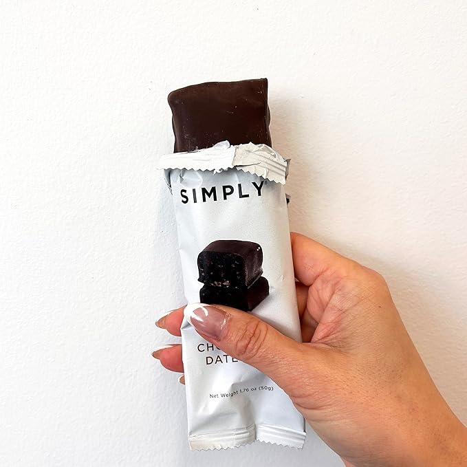 SIMPLY GUM Chocolate Date Bars | Triple Cacao | Fair Trade Chocolate | Vegan + Kosher + Non-GMO (Pack of 6 Bars)