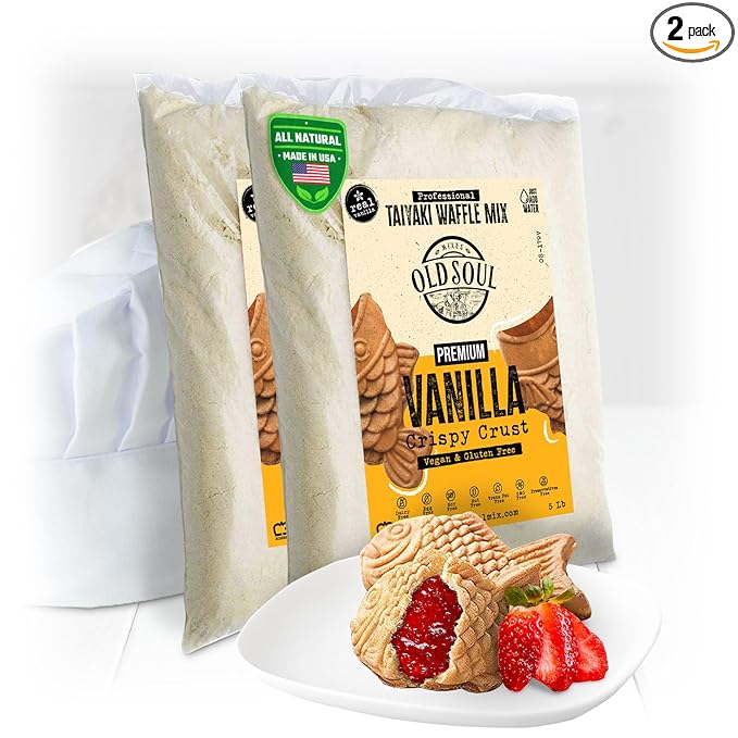 OldSoul Professional Taiyaki Waffle Mix | GLUTEN FREE &amp VEGAN | Crispy | Vanilla Flavor | 10 Lbs | 168 Waffles (10 Lbs Gluten Free &amp Vegan)