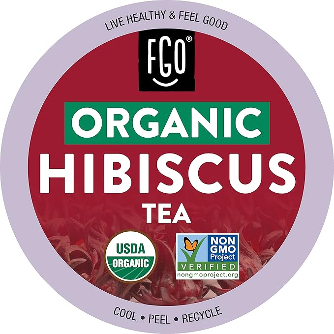 Organic Hibiscus Herbal Tea K-Cup Pods 24 Pods by FGO - Compatible with Keurig - Naturally Caffeine-Free Tea Premium Green Tea is USDA Organic Non-GMO &amp Recyclable