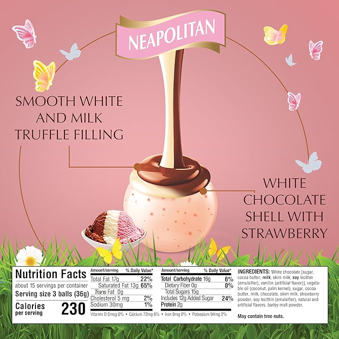 Lindt LINDOR Spring Neapolitan White Chocolate Truffles Chocolates with Smooth Melting Truffle Center 19 Oz Bag