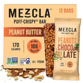 Mezcla Puff-Crispy Plant Based Protein Bars - Peanut Butter Chocolate - Healthy Snacks for Adults &amp Kids - Perfect School Travel &amp Office Snacks - Gluten Free Vegan Non GMO 10g Protein -