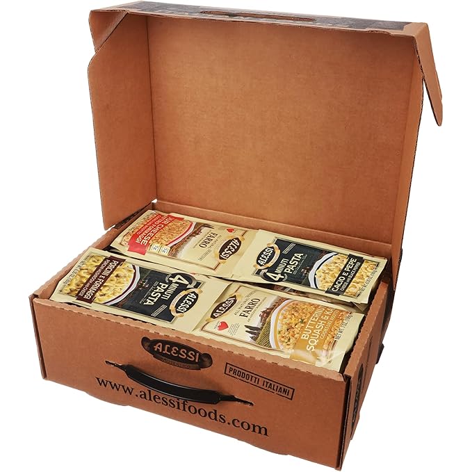 Alessi Taste of Italy Holiday Variety Gift Box Sampler of Culturally Inspired Soups Pastas Risottos Farros and Premium Bread Sticks