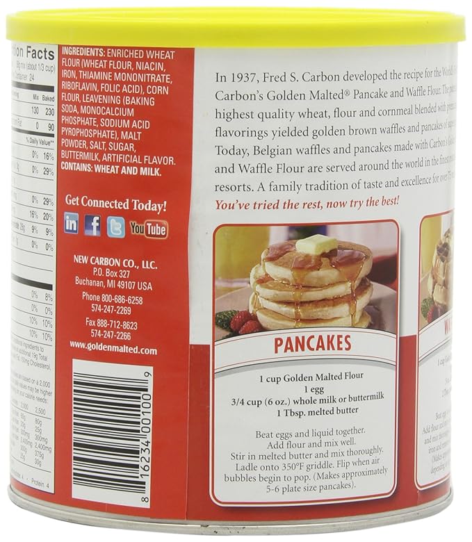 Golden Malted Pancake &amp Waffle Flour Original 33-Ounce Cans (Pack of 3) (Packaging May Vary)