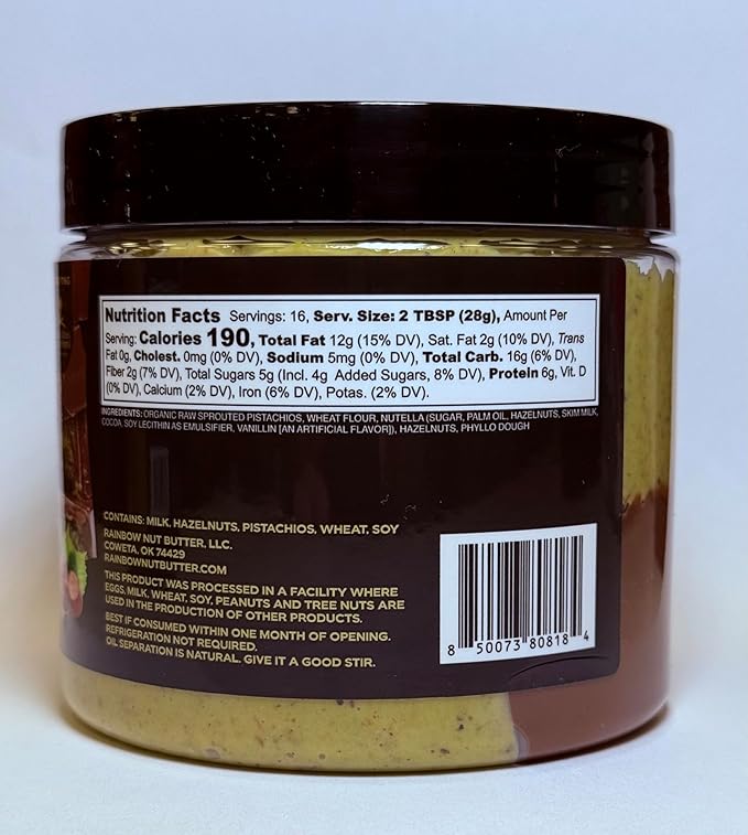 Rainbow Nut Butter Hazelnut Chocolate Dubai 40% Pistachio Nut Butter Cream Kadayif Kataifi 16 Oz.