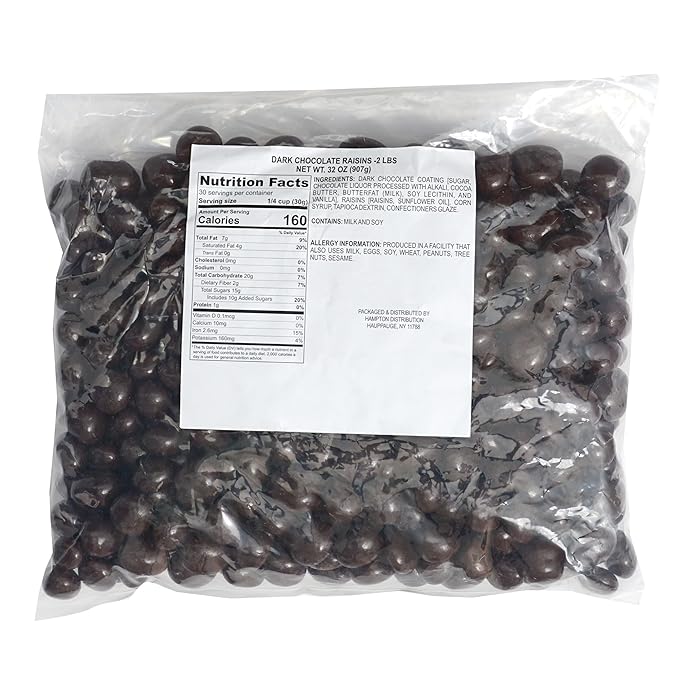 Dark Chocolate Covered Raisins 2 Pound Bulk Bag Chocolate Covered Raisins The Hampton Popcorn &amp Candy Company