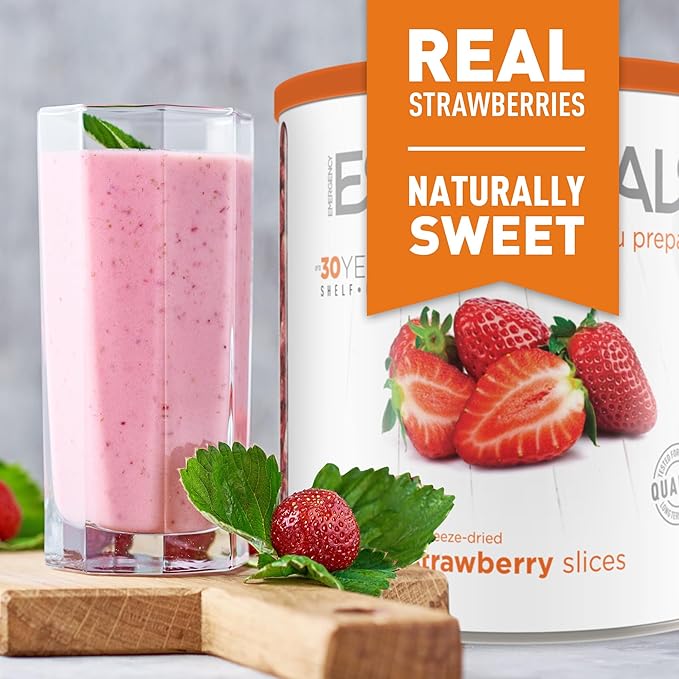 Emergency Essentials Freeze-Dried Strawberry Slices Bulk Freeze-Dried Fruit 30-Year Shelf Life 6.4-oz. Large Can