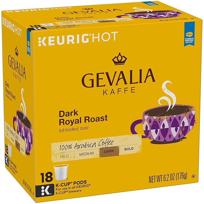 Gevalia Dark Royal Roast K-Cup Coffee Pods (18 Pods)