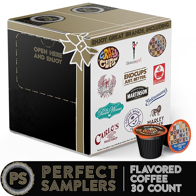 Perfect Samplers Flavored Coffee Variety Sampler Pack Assorted Flavors in Single Serve Pods for Keurig K-Cup Machines 30 Count
