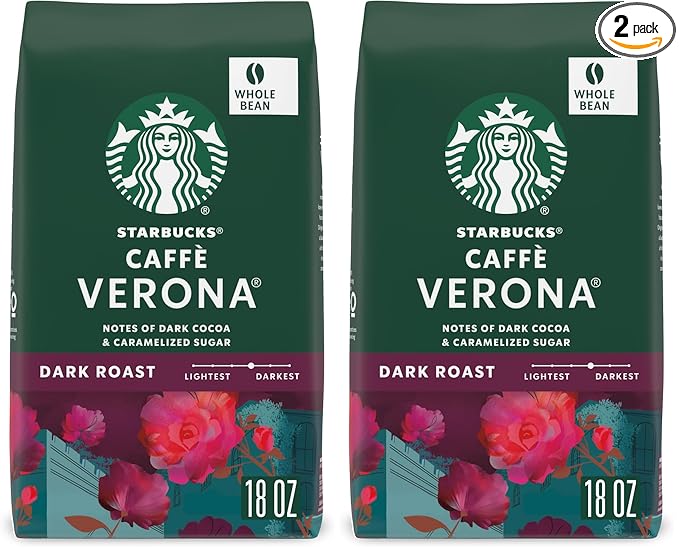 Starbucks Whole Bean CoffeeDark Roast CoffeeCaffè Verona100% Arabica1 bag (18 oz)(Pack of 2)