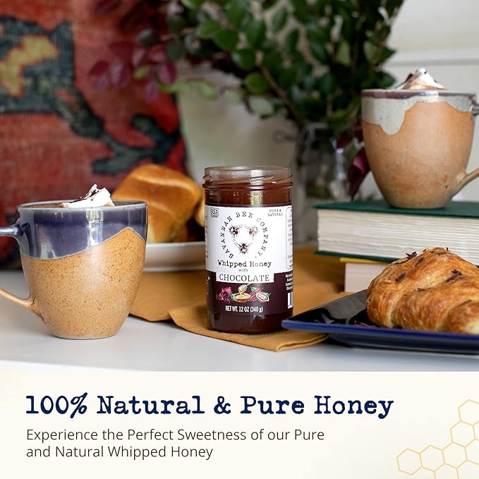 Whipped Honey Gift Set by Savannah Bee - Creamy Smooth Spreadable and absolutely Delicious - 100% Natural and Pure Honey - 12 Oz (Original &amp Chocolate)