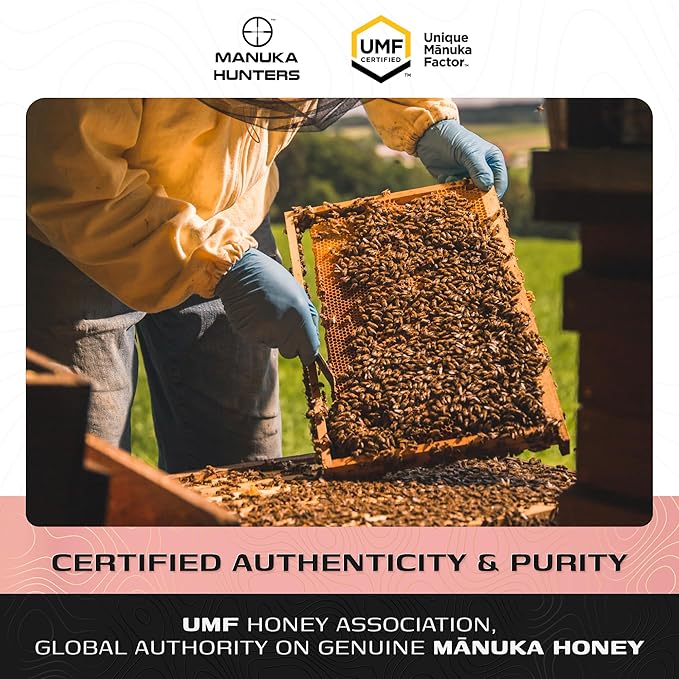 Manuka Hunters UMF 20+/MGO 830+ Certified New Zealand Manuka Honey - 100% Pure Natural Sweetener - Gluten Dairy Free - Ideal for Tea Coffee Smoothies and Baking - Sustainable - 1.1lb/500g Jar
